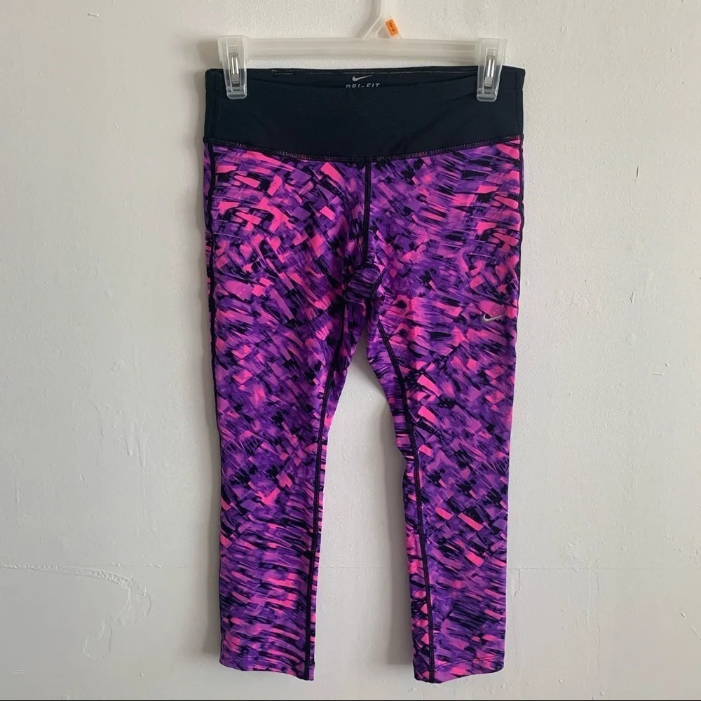 Nike Dri Fit Purple/Pink Capri Running Leggings